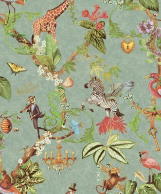 Safari Symphony Soft Teal - 14262 wallpaper Holden Decor