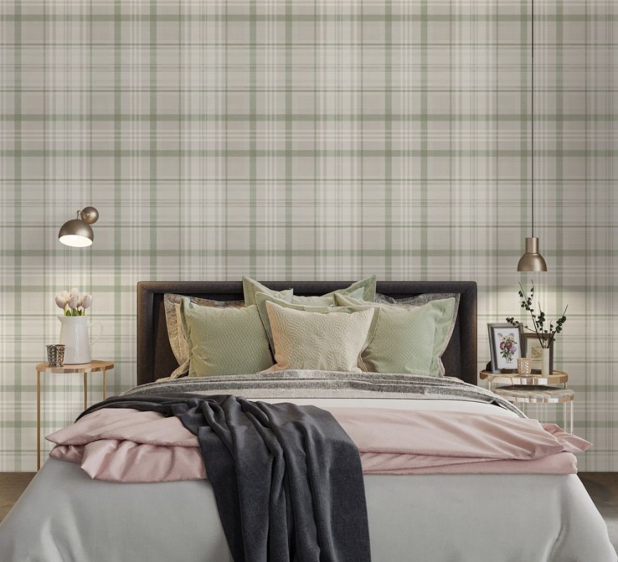 Kirkham Check Green - 14181 wallpaper Holden Decor