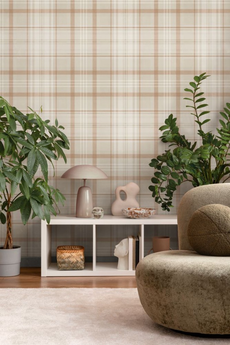 Kirkham Check Orange - 14182 wallpaper Holden Decor