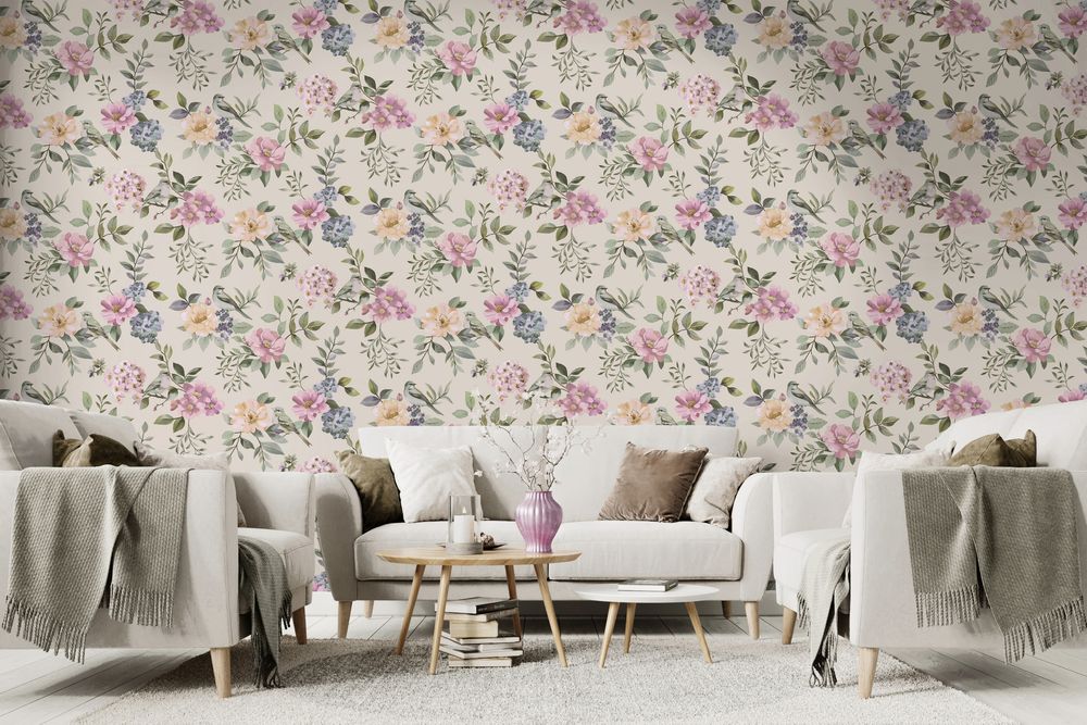 The Bird Garden Beige Multi - 14192 wallpaper Holden Decor