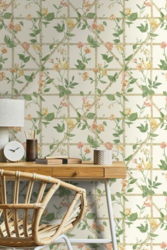Trailing Floral Trellis Orange Cream - 14200 wallpaper Holden Decor