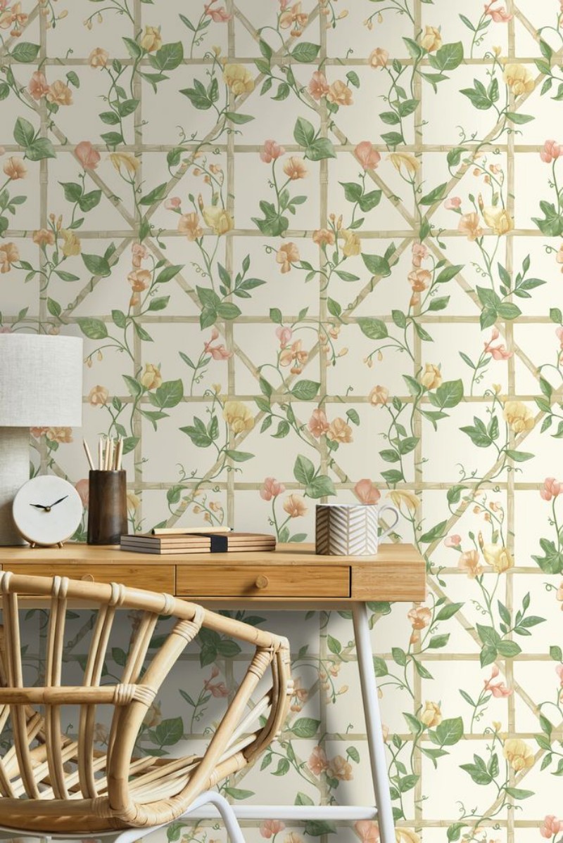 Trailing Floral Trellis Orange Cream - 14200 wallpaper Holden Decor