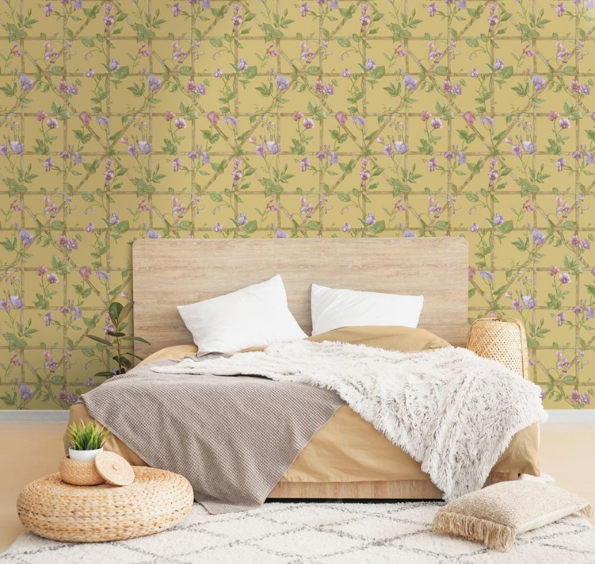 Trailing Floral Trellis Ochra - 14201 wallpaper Holden Decor