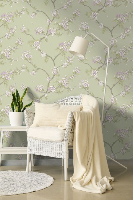 Cherry Blossom Sage Heather - 14210 wallpaper Holden Decor