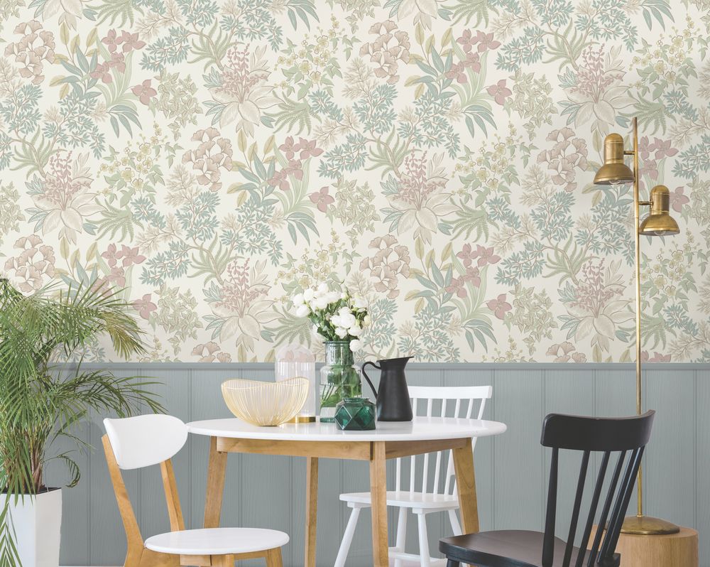 Full Bloom Cream Pink - 14221 wallpaper Holden Decor