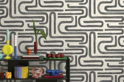 Brushed Geo Charcoal Cream - 14233 wallpaper Holden Decor