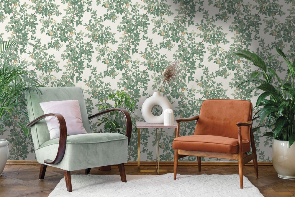 Orange Tree Cream Green - 14240 wallpaper Holden Decor