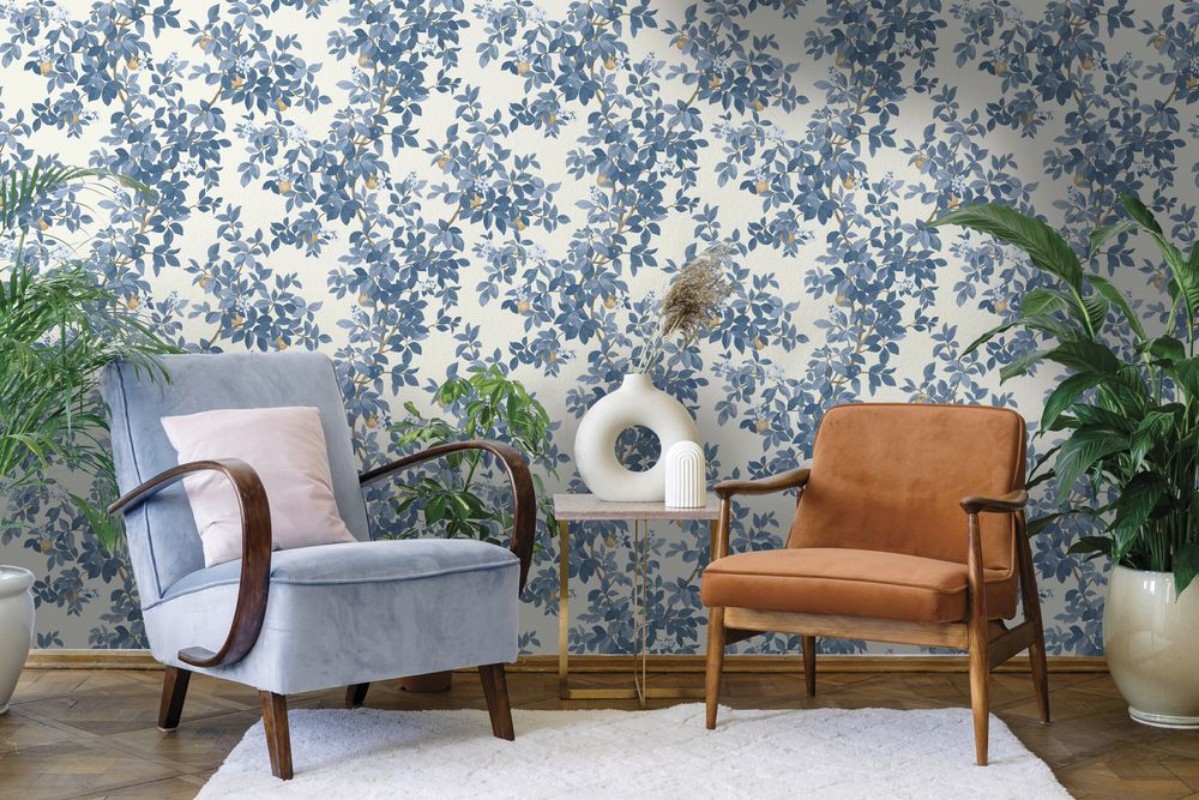 Orange Tree Blue White - 14242 wallpaper Holden Decor