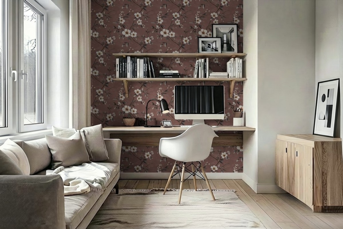 Denise Dark Red - 1050401-02 wallpaper in between