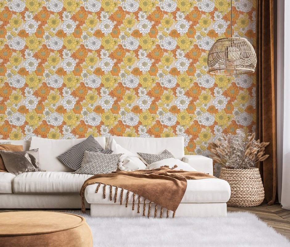 Hillevi Yellow - 1040701-03 wallpaper Scandza