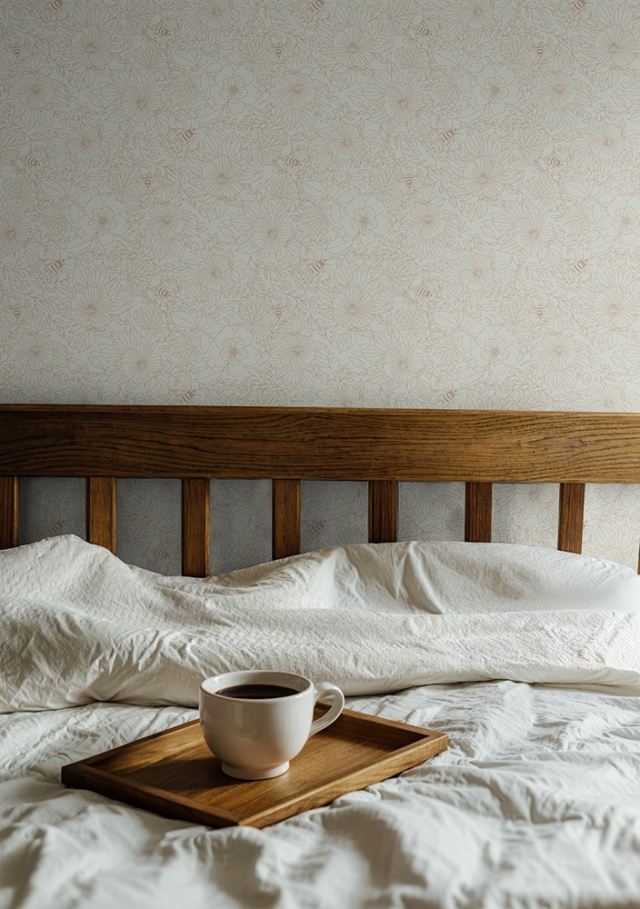 Picture of Bees and Flowers light beige - 1032001-02