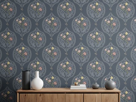 Afbeeldingen van Flower bouquet in ogee Blue - 1032601-03