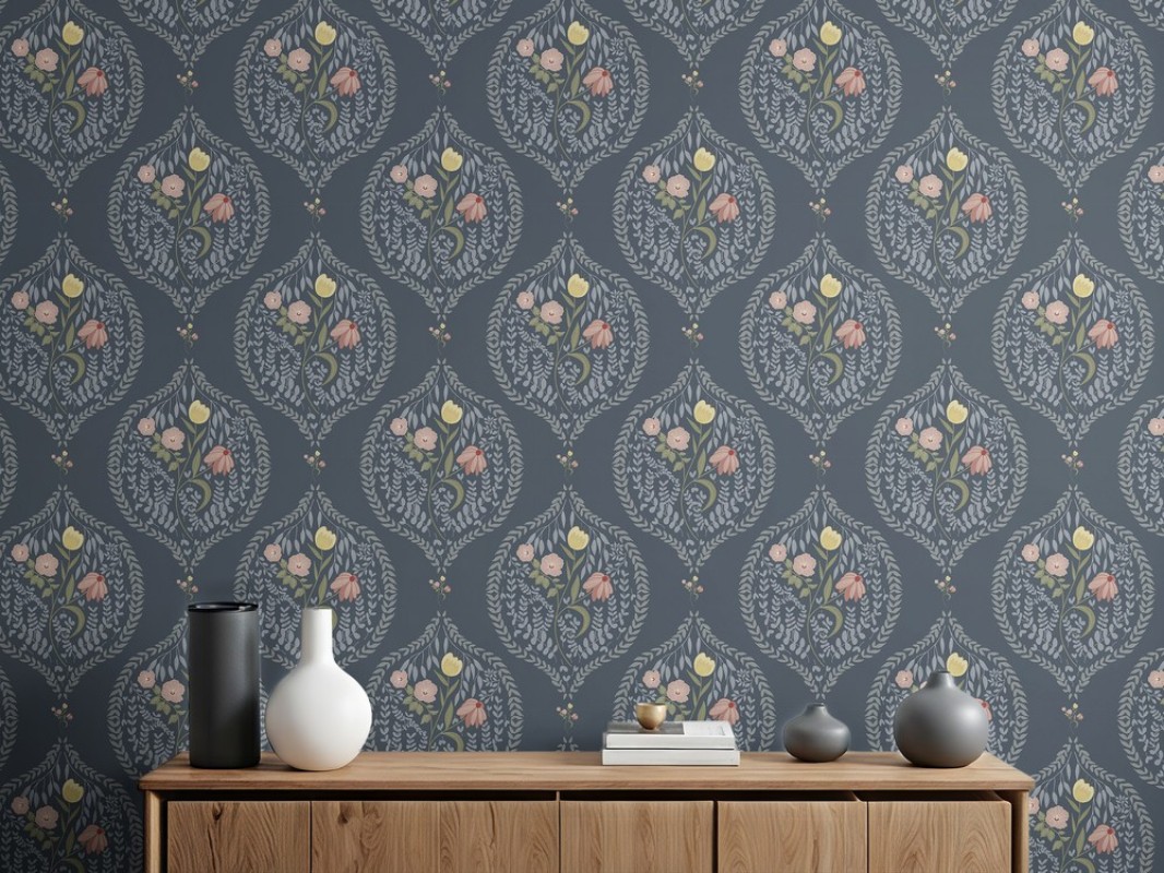 Picture of Flower bouquet in ogee Blue - 1032601-03