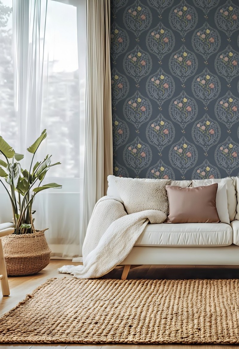 Picture of Flower bouquet in ogee Blue - 1032601-03