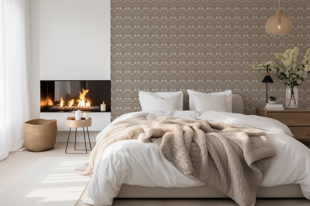 Picture of Indian Flowers in Beige - 1032801-01