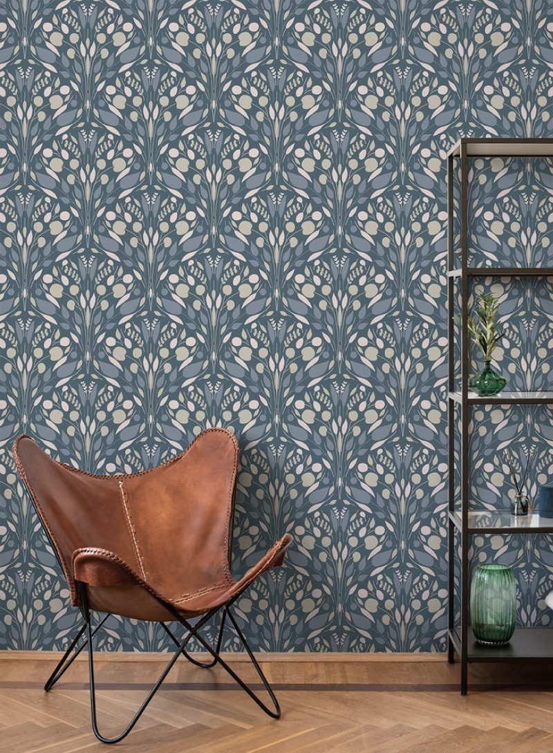 Picture of Leaves and Scallops big in Blue - 1033001-02