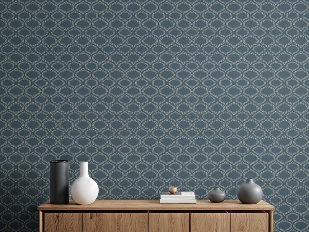 Picture of Ogee and Roses in Blue - 1033401-01