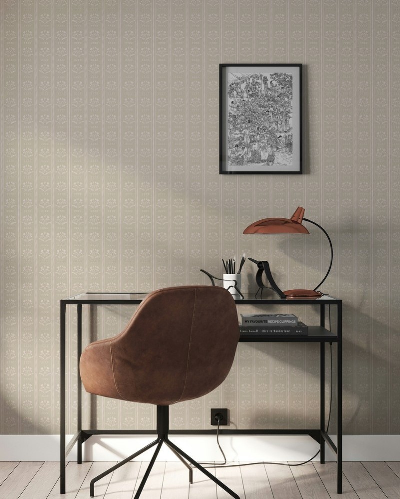 Picture of Sprig Flowers Lines and waves in light pink and green - 1033601-02