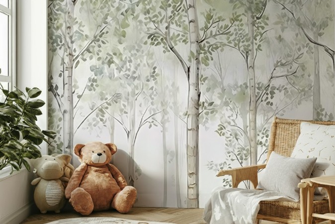 Bild på Färgsättning Birch Tree Painting I - 08978-01