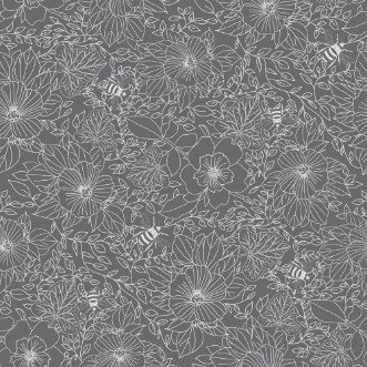 Bild på Bees and Flowers in Dark Grey - 1032001-04