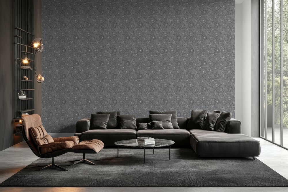 Picture of Bees and Flowers in Dark Grey - 1032001-04