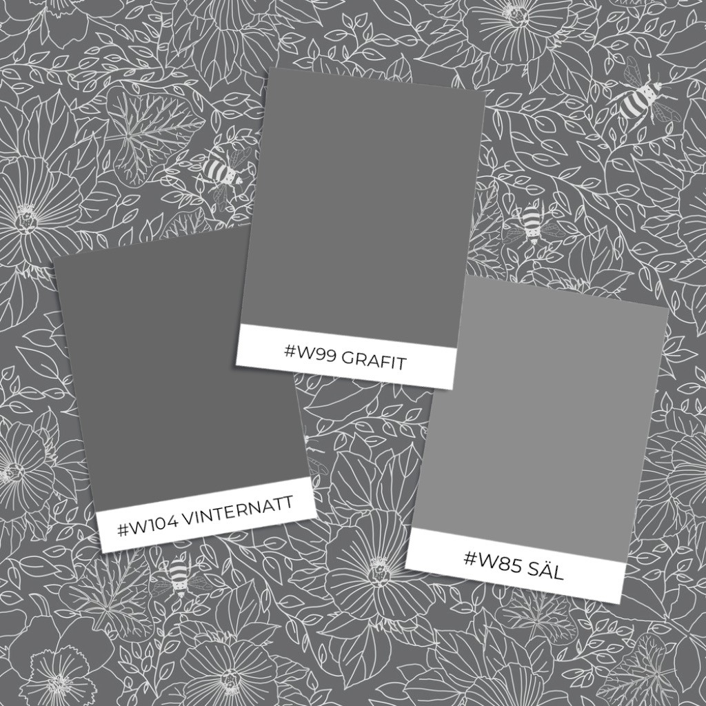 Picture of Bees and Flowers in Dark Grey - 1032001-04