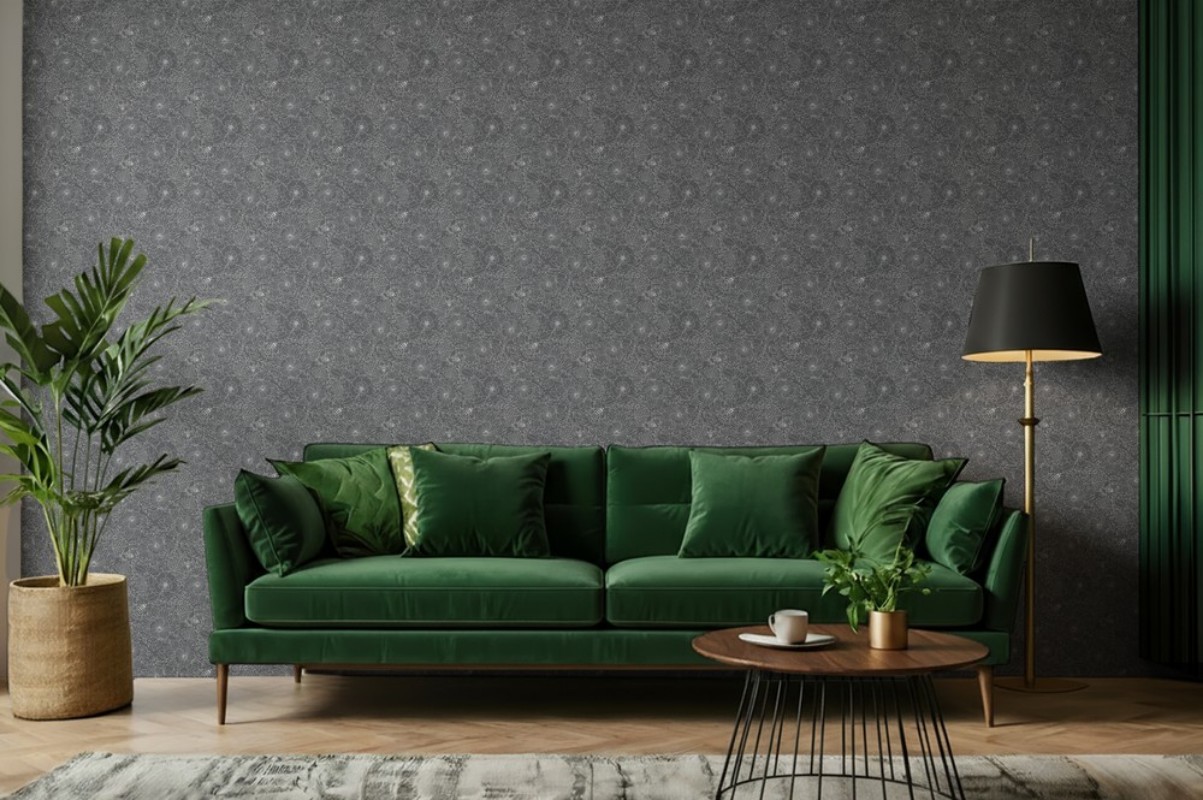 Picture of Bees and Flowers in Dark Grey - 1032001-04