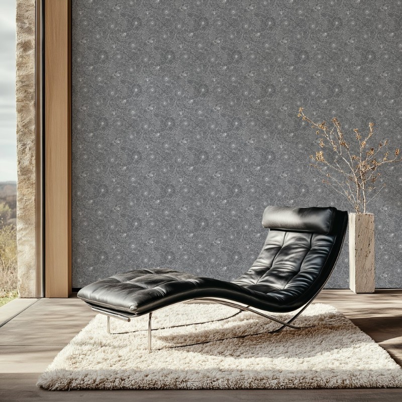 Picture of Bees and Flowers in Dark Grey - 1032001-04