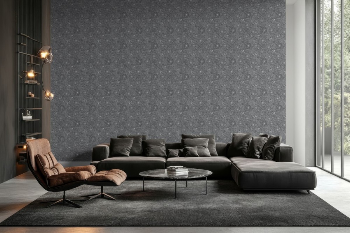 Picture of Fargesammensetning Bees and Flowers in Dark Grey - 1032001-04 - 09397-01