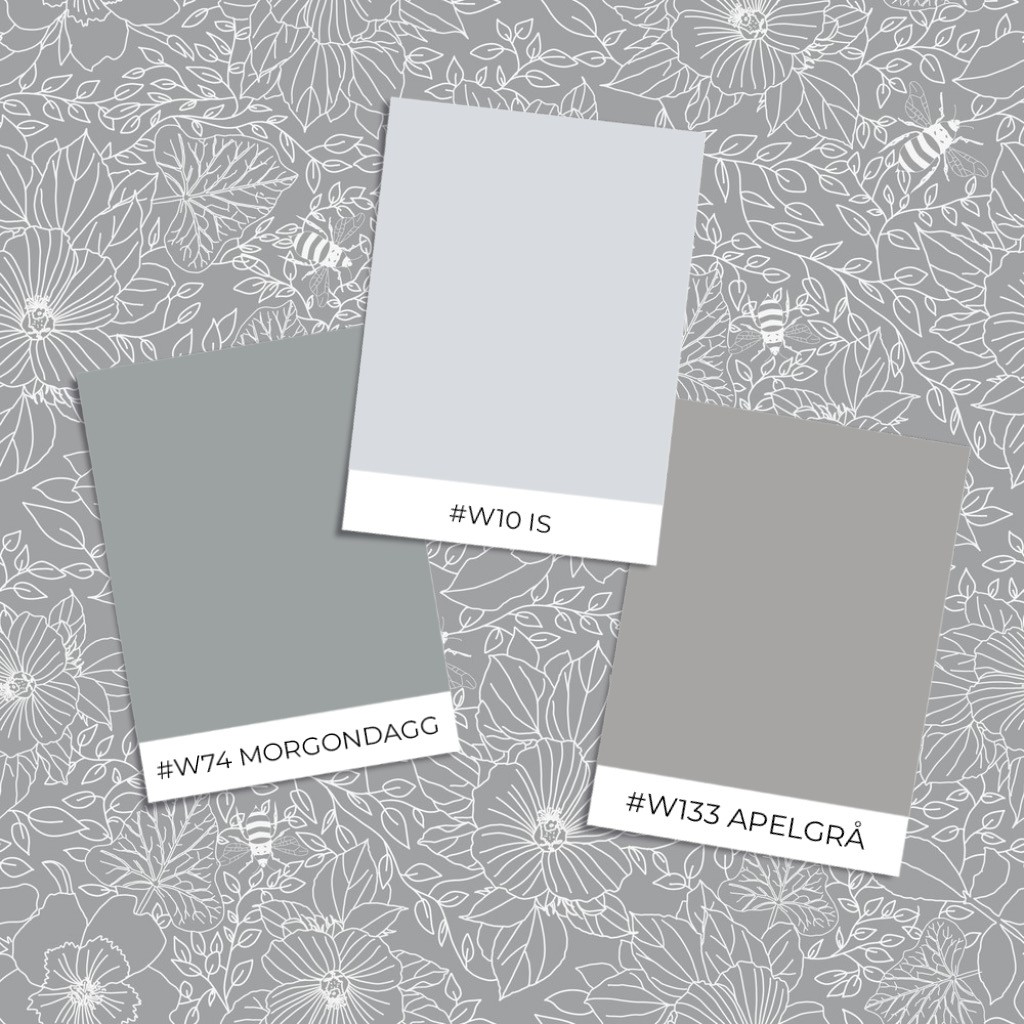 Picture of Bees and Flowers in Grey - 1032001-05