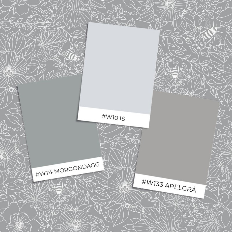 Picture of Bees and Flowers in Grey - 1032001-05