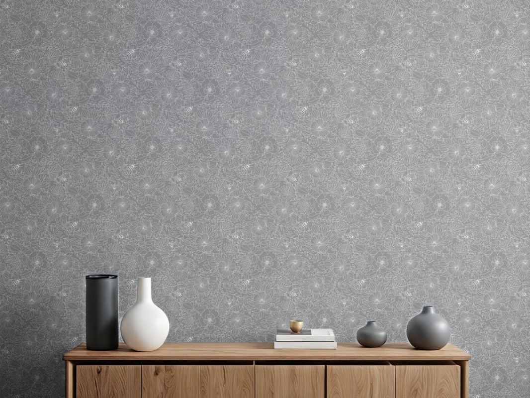 Afbeeldingen van Kleurcombinatie Bees and Flowers in Grey - 1032001-05 - 09398-01