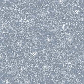 Bild på Bees and Flowers in Light Blue - 1032001-06