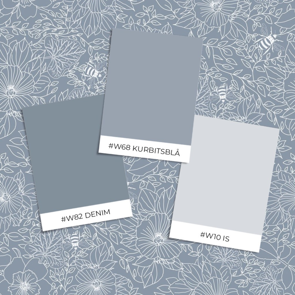 Picture of Bees and Flowers in Light Blue - 1032001-06