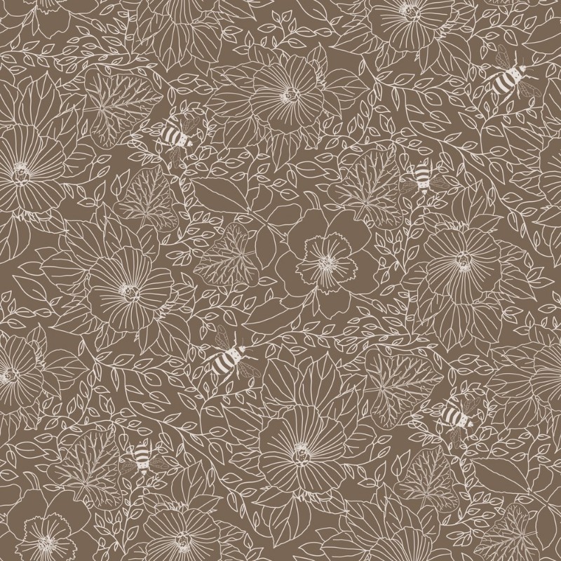 Picture of Bees and Flowers in Brown - 1032001-07