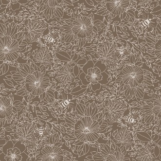Picture of Bees and Flowers in Brown - 1032001-07