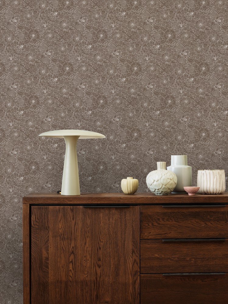 Picture of Bees and Flowers in Brown - 1032001-07