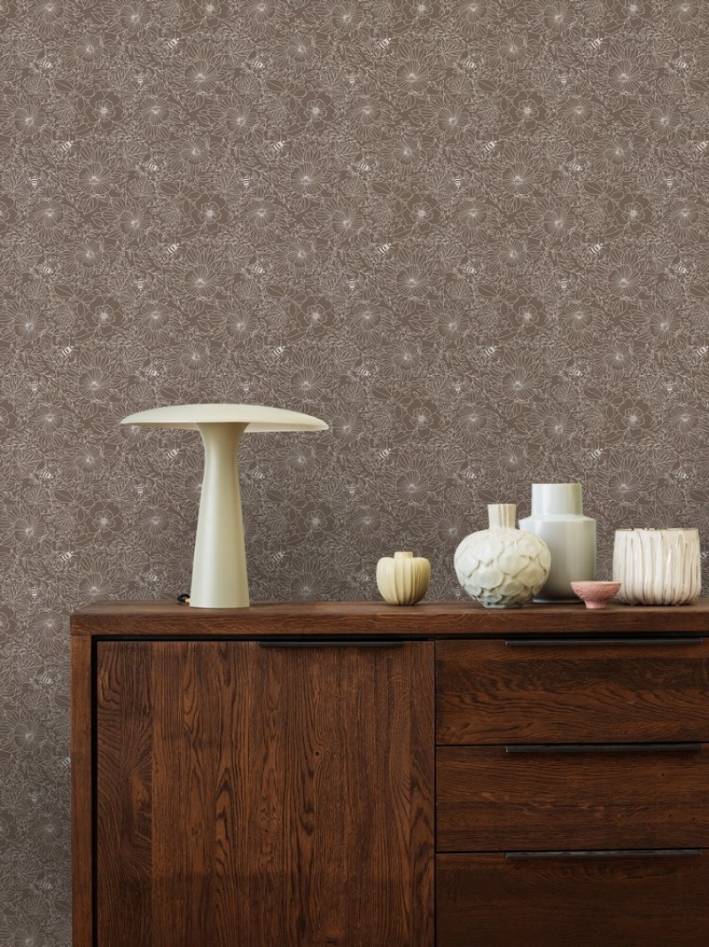 Picture of Bees and Flowers in Brown - 1032001-07