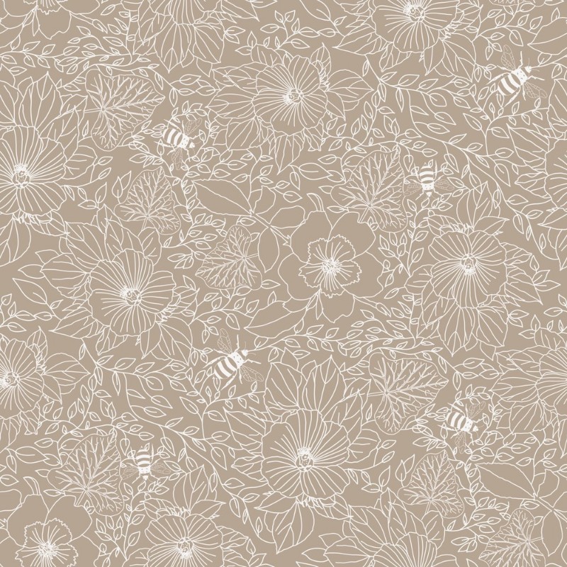 Afbeeldingen van Kleurcombinatie Bees and Flowers in Beige - 1032001-08 - 09401-01