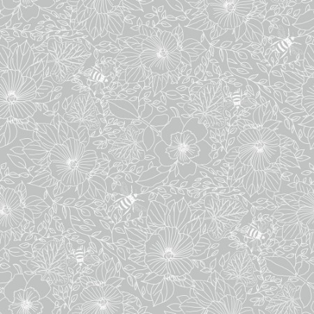 Picture of Bees and Flowers in Light Grey - 1032001-09