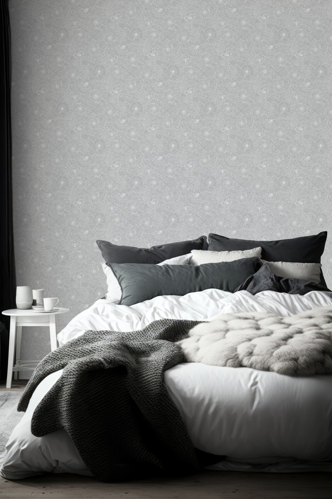 Picture of Bees and Flowers in Light Grey - 1032001-09