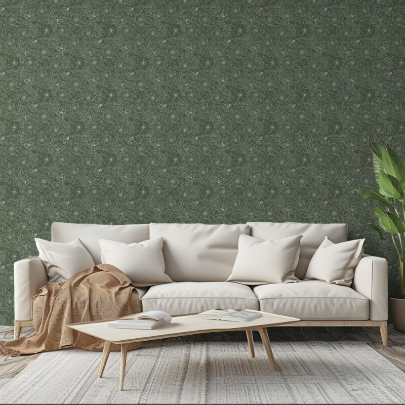 Picture of Bees and Flowers in Dark Green - 1032001-10