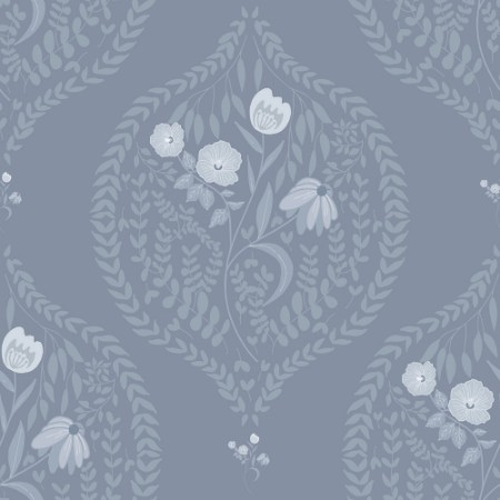 Picture of Flower bouquet in ogee solid Blue - 1032601-04