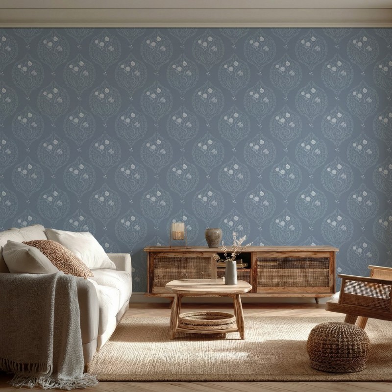 Picture of Flower bouquet in ogee solid Blue - 1032601-04