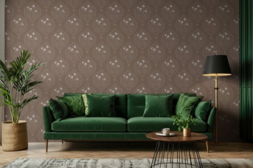 Bild på Flower bouquet in ogee solid Brown - 1032601-05