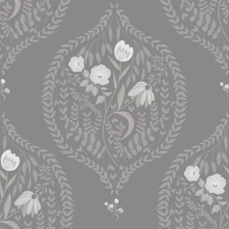 Bild på Flower bouquet in ogee Dark Grey - 1032601-06