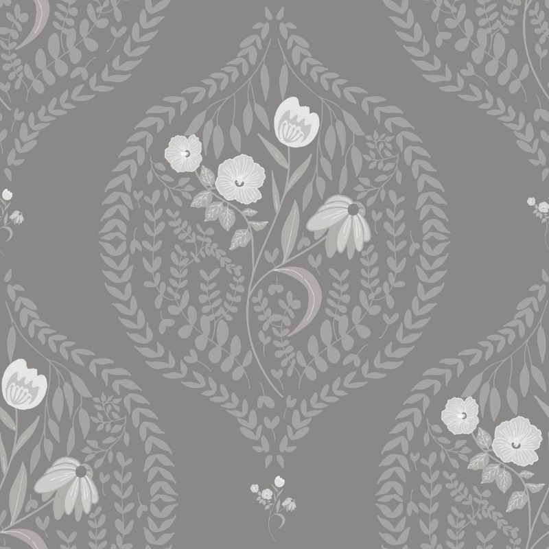 Bild på Flower bouquet in ogee Dark Grey - 1032601-06