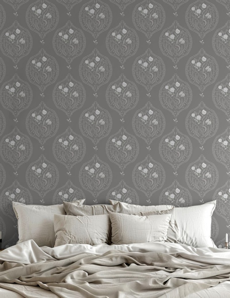 Bild på Flower bouquet in ogee Dark Grey - 1032601-06