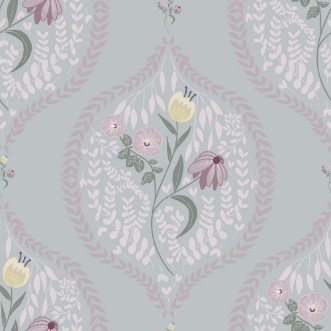 Picture of Flower bouquet in ogee Light Grey - 1032601-08