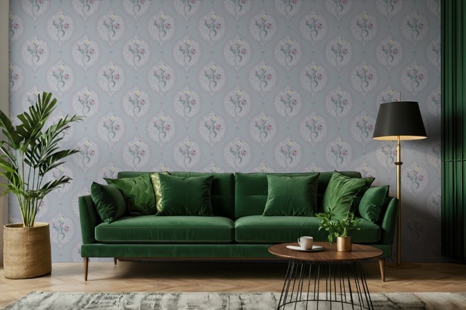 Bild på Färgsättning Flower bouquet in ogee Light Blue - 1032601-09 - 09409-01